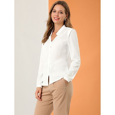 2 Packs Women's Elegant V Neck Long Sleeves Button Down Shirt