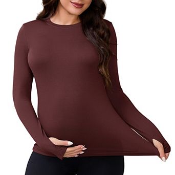Women's Maternity Long Sleeve T-shirts Round Neck Pregnancy Tee Clothes Pregnancy Mama Top