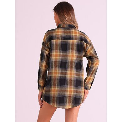 2 Packs Women's Plaid Shirt Boyfriend Button Down Long Sleeve Checkered Blouse Top