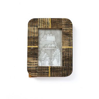 Kerala Picture Frame - Curved Carved Horn , Brass Inlay