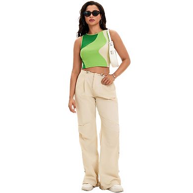 2 Packs Color Block Tank Tops for Women Summer Ribbed Sleeveless Crop Tops Basic Going Out Tops