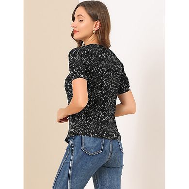 2 Packs Women's Polka Dots Peter Pan Collar Short Sleeve Summer Shirt Top