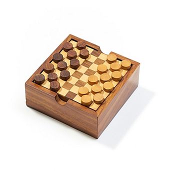Checkers and Tic Tac Toe Game Set - Handcrafted Wood
