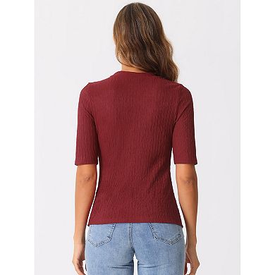 2 Packs Crew Neck Top for Women's Ruched Solid Half Sleeve Basic Casual Blouse Tops