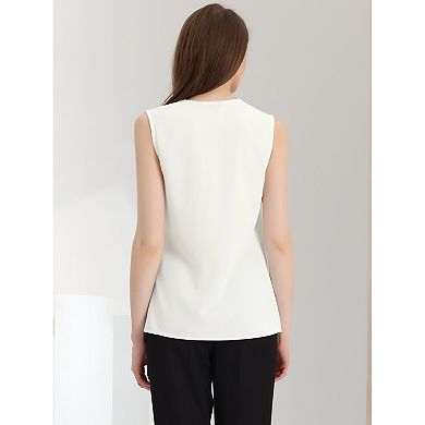 2 Packs Women's Sleeveless Pleated Front V Neck Work Office Blouses