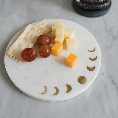 Indukala Moon Phase Cheese Charcuterie Serving Board - Brass & Marble