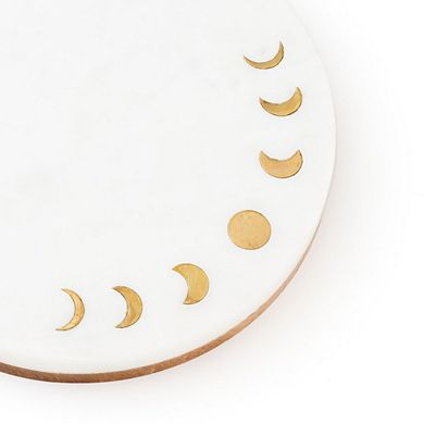 Indukala Moon Phase Cheese Charcuterie Serving Board - Brass & Marble