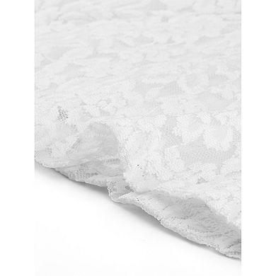 2 Packs Women's Lace Tops Keyhole Front Peplum Hem Sheer Long Sleeve Blouse