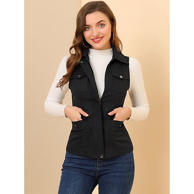 2 Packs Women's Zip Up Jacket with Pockets Sleeveless Anorak Utility Vest