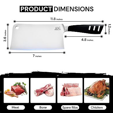 Lux Decor Collection 7 Inch Heave Duty Meat Cleaver Multipurpose Butcher Knife