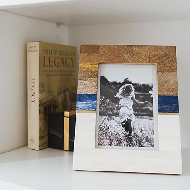 Kaveri Striped Picture Frame - Carved Bone & Wood