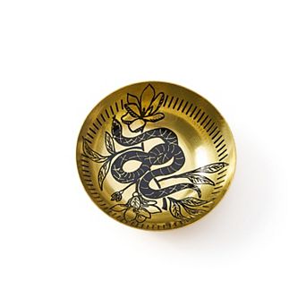 Saanp Snake Round Dish - Etched Brass