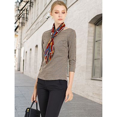 2 Packs Women's Work Office 3/4 Sleeve Boat Neck Houndstooth Printed Top Blouse