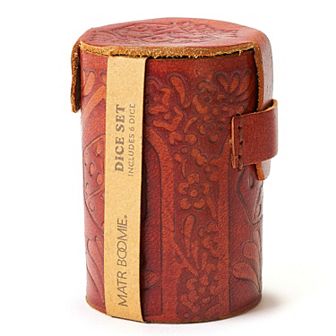 Leather Dice Cup Set - 6 Dice, Hand Tooled