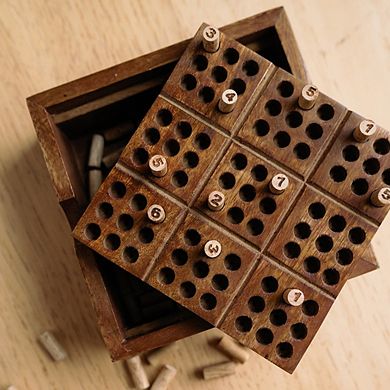 Sudoku Wooden Peg Game - Hand Carved Wood