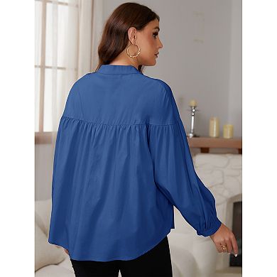 Women's Maternity Shirts Blouses Pleated Button Down Long Sleeve Pregnancy Nursing Top