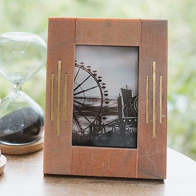 Jaipuri Picture Frame - Pink Carved Marble