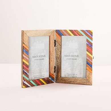 Banka Mundi Double Picture Frame - Bone, Wood