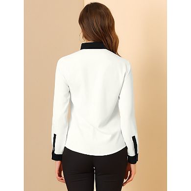 2 Packs Women's Color Block Button Down Long Sleeve Work Shirt