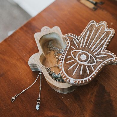 Drishti Hamsa Evil Eye Swivel Lid Box