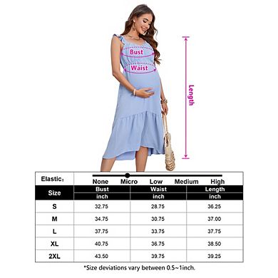 Maternity Dress Summer Ruffle Sleeve Sweetheart Neckline Sleeveless Maxi Dress Baby Shower