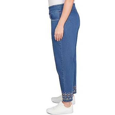 Plus Size Alfred Dunner Super Stretch Geometric Denim Ankle Pants