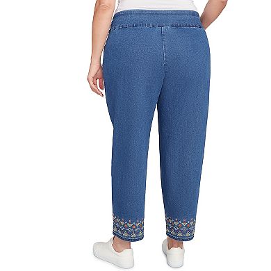 Plus Size Alfred Dunner Super Stretch Geometric Denim Ankle Pants