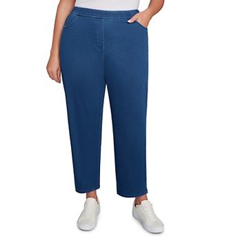 Plus Size Alfred Dunner Denim Knit Short Length Split Hem Jeans