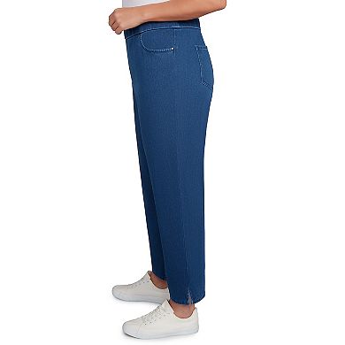 Plus Size Alfred Dunner Denim Knit Medium Length Split Hem Jeans
