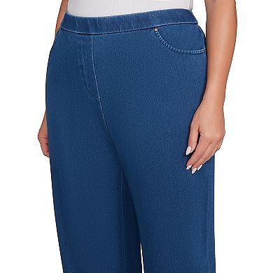 Plus Size Alfred Dunner Denim Knit Medium Length Split Hem Jeans