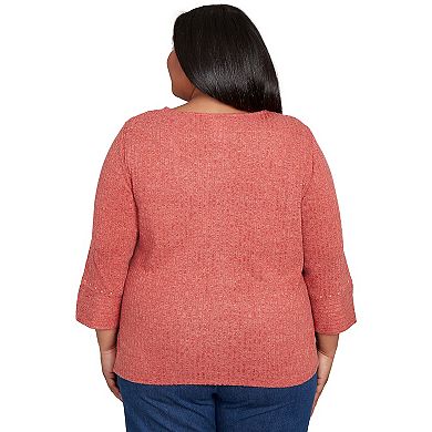 Plus Size Alfred Dunner Embellished Spliced Solid Top