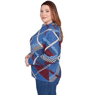 Plus Size Alfred Dunner Exploded Plaid Mock Neck Sweater