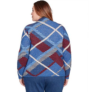 Plus Size Alfred Dunner Exploded Plaid Mock Neck Sweater
