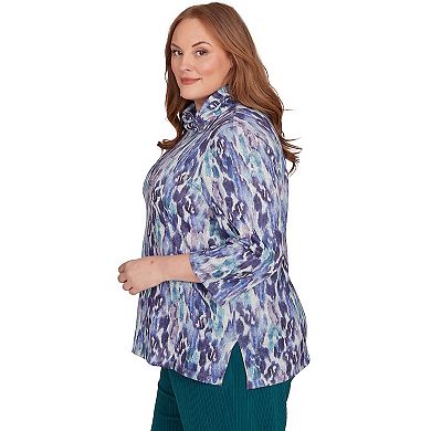 Plus Size Alfred Dunner Animal Melange Three-Quarter Sleeve Top