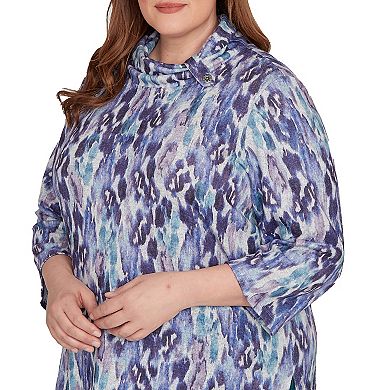 Plus Size Alfred Dunner Animal Melange Three-Quarter Sleeve Top