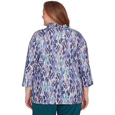 Plus Size Alfred Dunner Animal Melange Three-Quarter Sleeve Top
