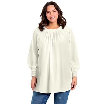Avenue Women's Plus Size Pleated Peasant Blouse