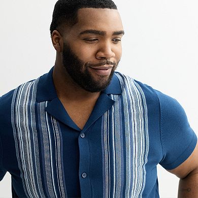 Big & Tall Apt. 9® Short Sleeve Full Button Sweater