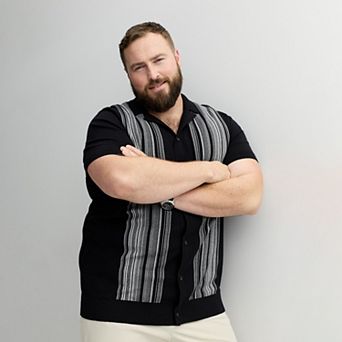 Big & Tall Apt. 9® Short Sleeve Full Button Sweater