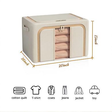 2 Pack Medium Foldable Storage Box - Metal Frame, Oxford Fabric, Large Window & Handles