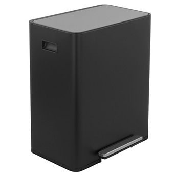 Rectangular Stainless-Steel Recycle Step-on Trash Can with Dual 30 liter + 30 liter Compartments