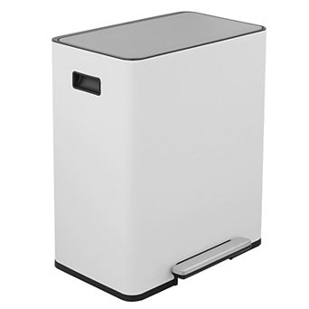 Rectangular Stainless-Steel Recycle Step-on Trash Can with Dual 30 liter + 30 liter Compartments