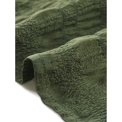 Women's Fall Dress Smocked Long Sleeve Square Neck Flowy Casual Midi Dress Tiered Dress with Pockets