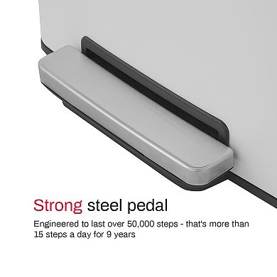 13 Gal./50 Liter Rectangular Stainless-Steel-Made Matt White Step-on Trash Can for Kitchen