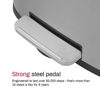 13 Gal./50 Liter Oval Shape Stainless Steel Step-on Trash Can for Kitchen