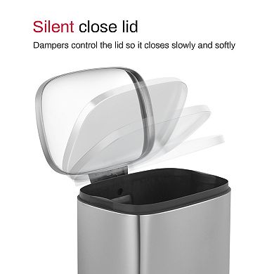 13 Gal./50 Liter Oval Shape Stainless Steel Step-on Trash Can for Kitchen