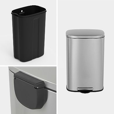 13 Gal./50 Liter Oval Shape Stainless Steel Step-on Trash Can for Kitchen