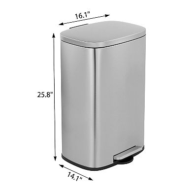 13 Gal./50 Liter Oval Shape Stainless Steel Step-on Trash Can for Kitchen