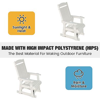 Rocking Chair With High Backrest, Deep Curves and Cup Holders
