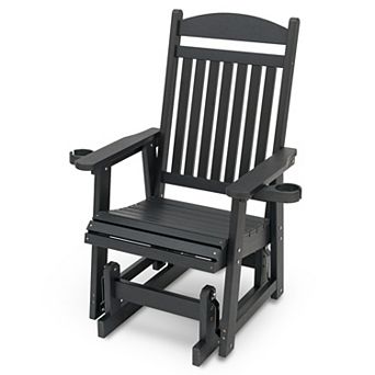 Rocking Chair With High Backrest, Deep Curves and Cup Holders